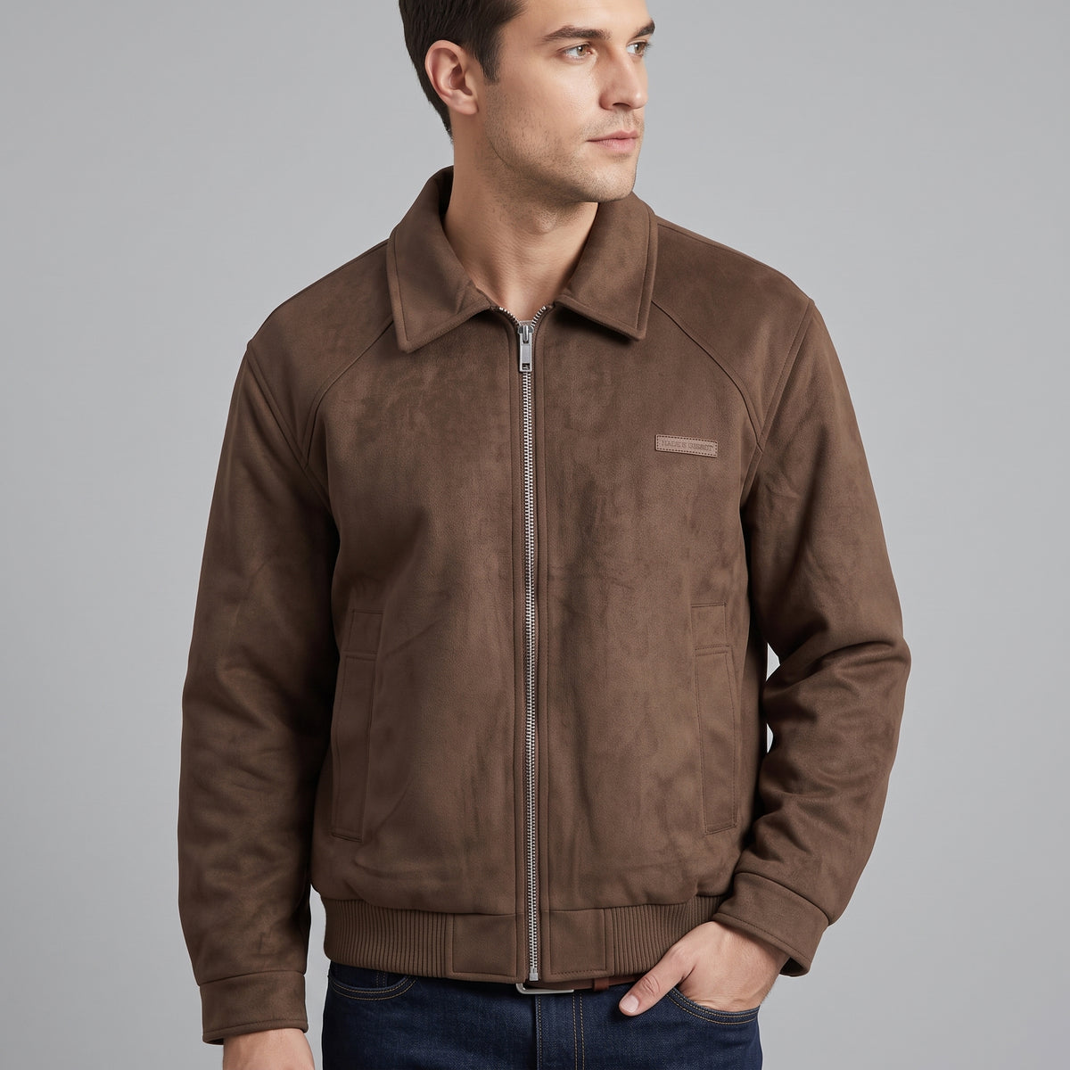 Chaqueta Bomber en Gamuza