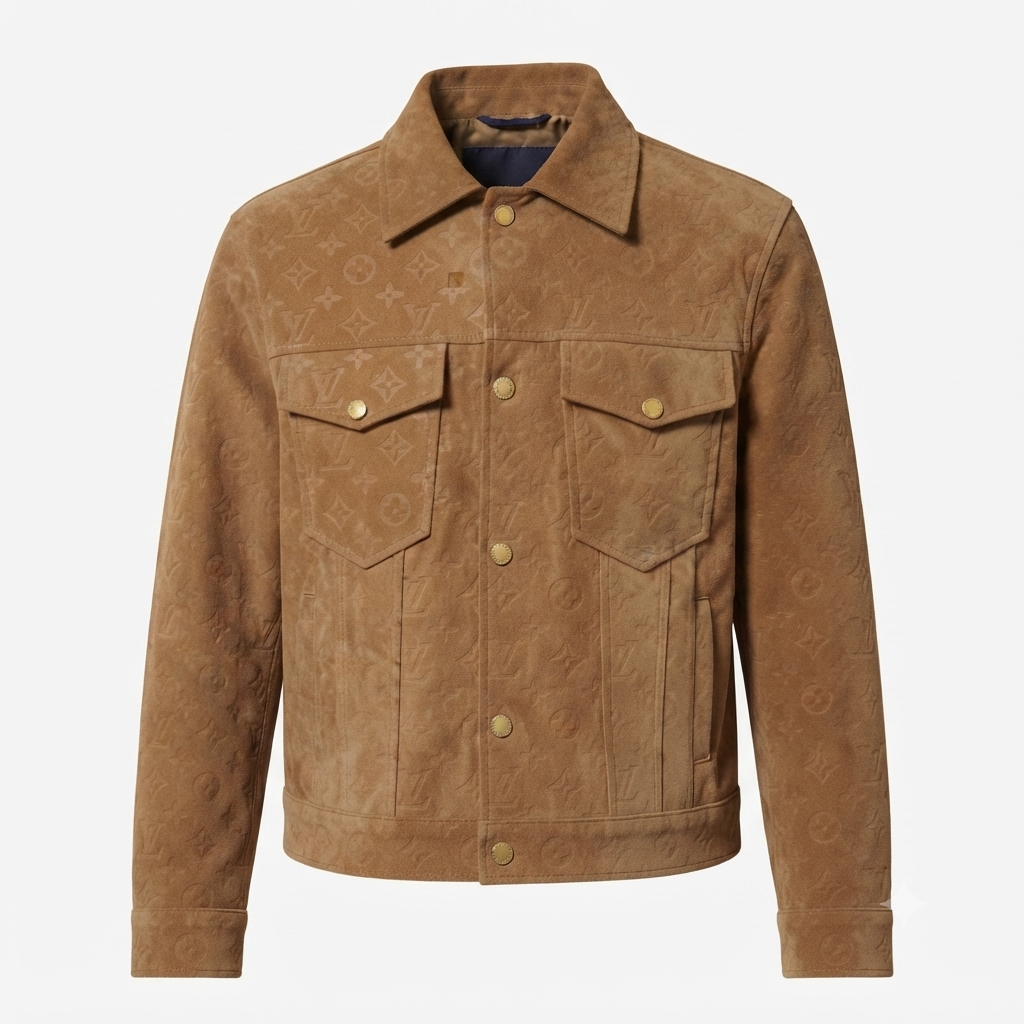 Chaqueta Trucker LV Premium Tipo Gamuza Camel