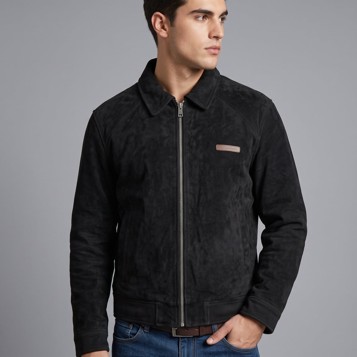 Chaqueta Bomber en Gamuza