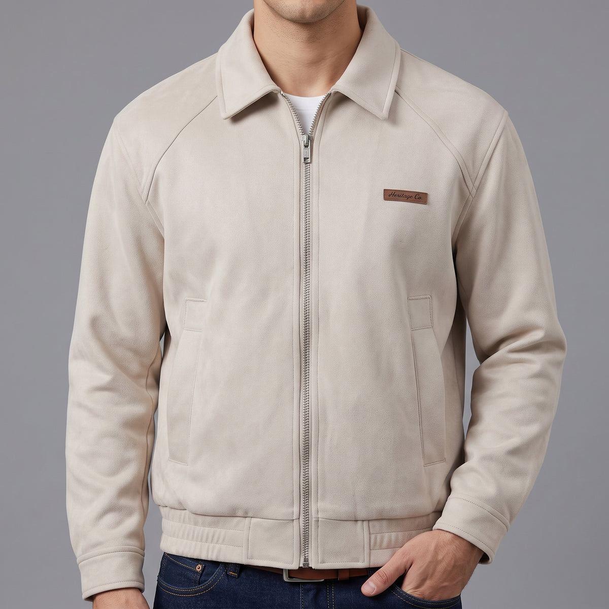 Chaqueta Bomber en Gamuza