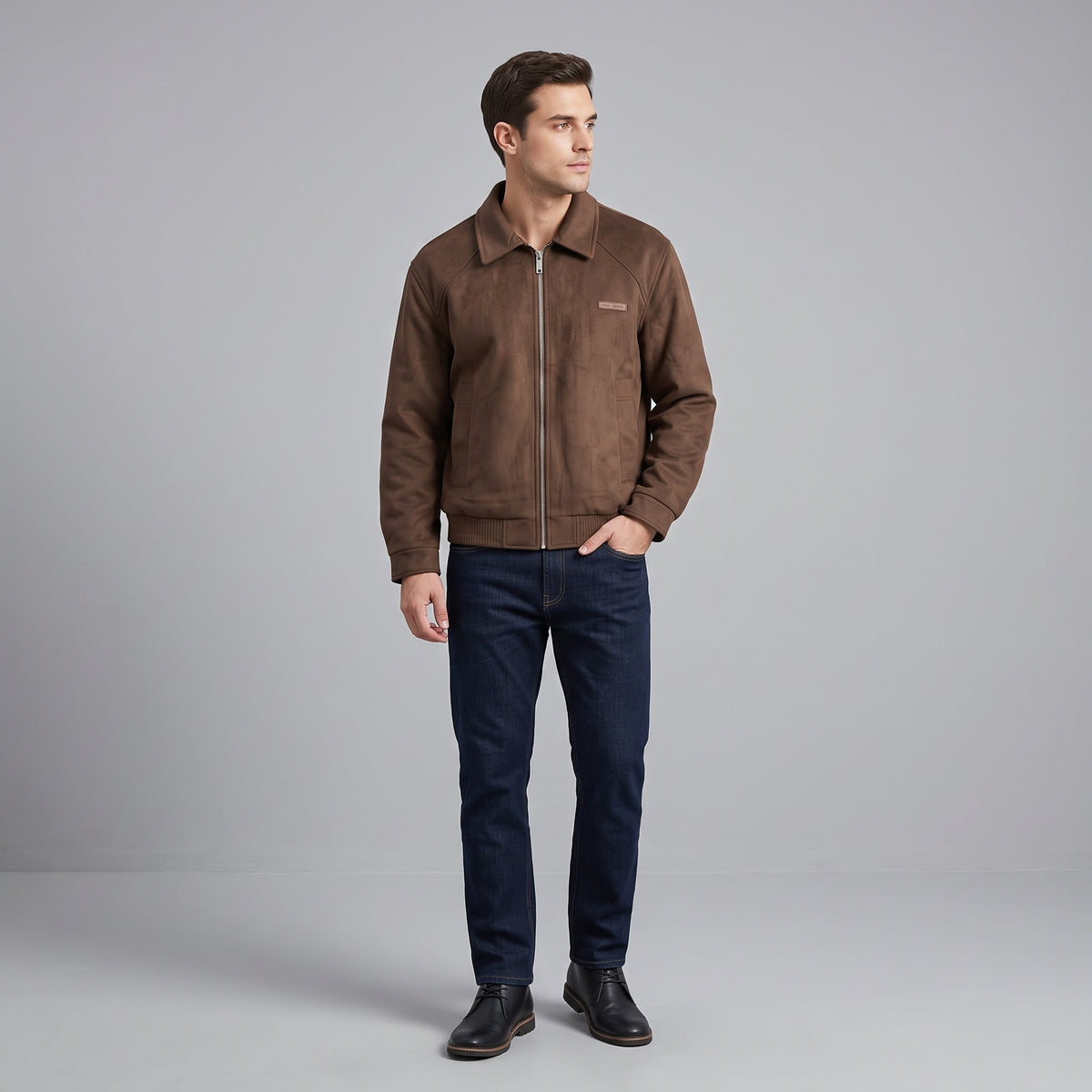 Chaqueta Bomber en Gamuza