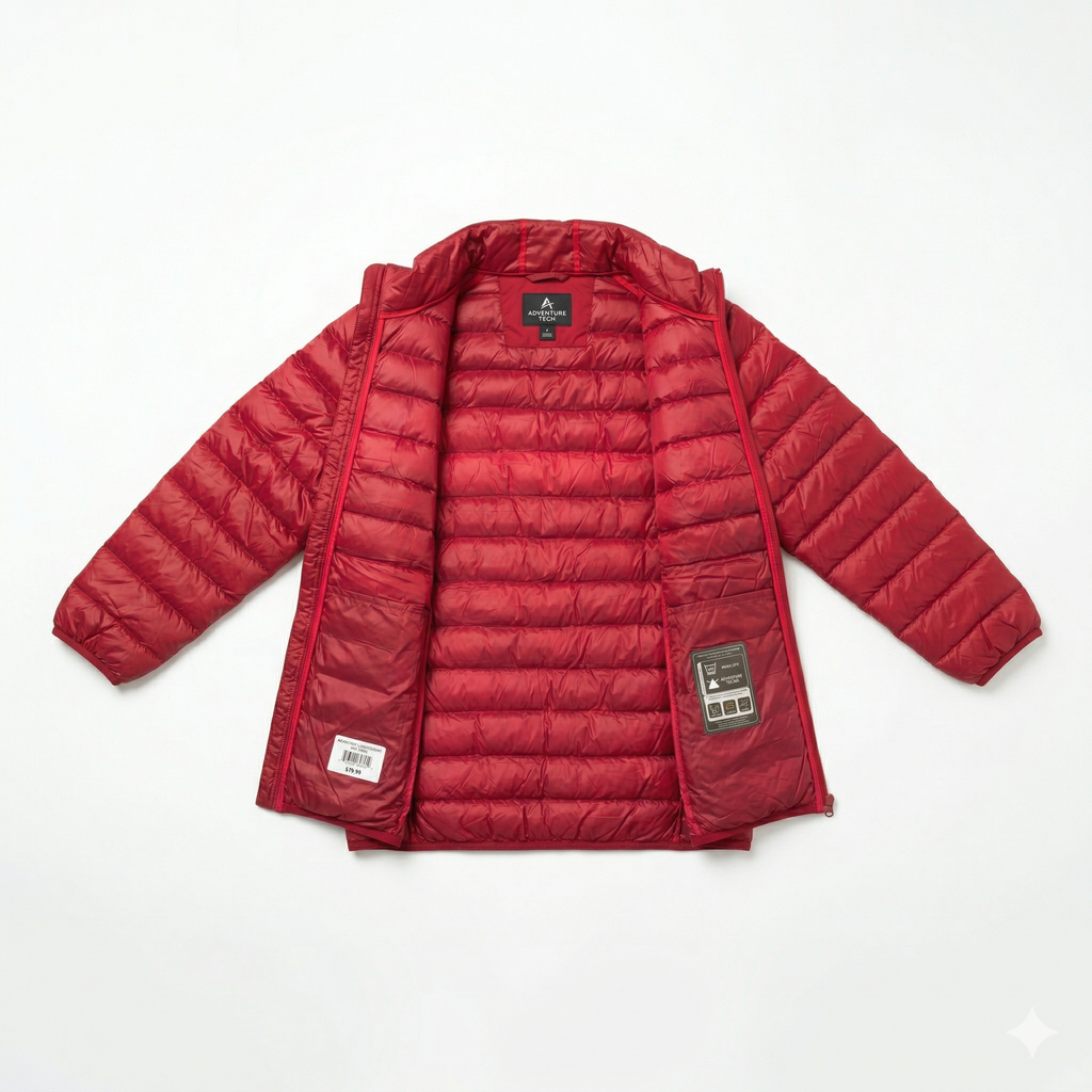 Chaqueta Tipo Puffer Vino Tinto