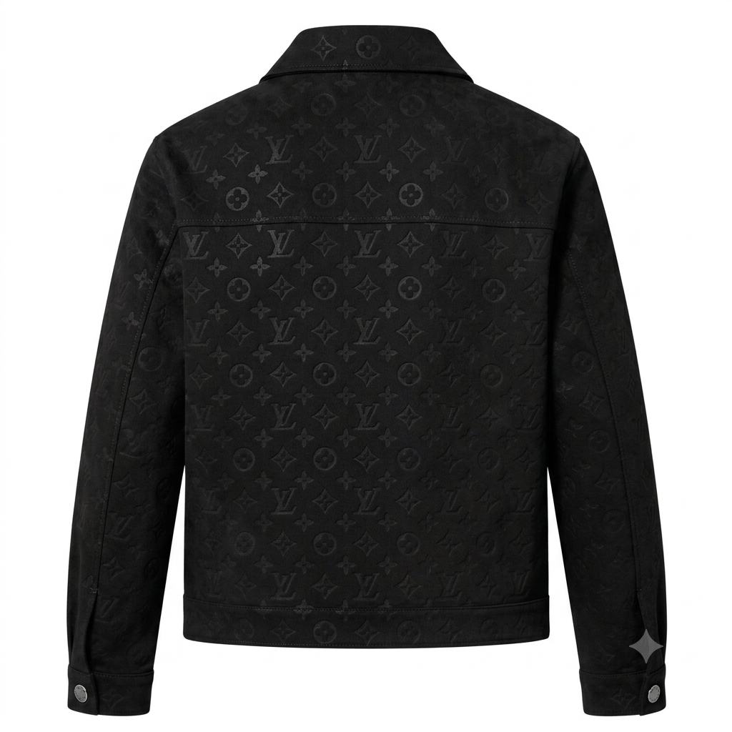 Chaqueta Trucker LV Premium Tipo Gamuza negra
