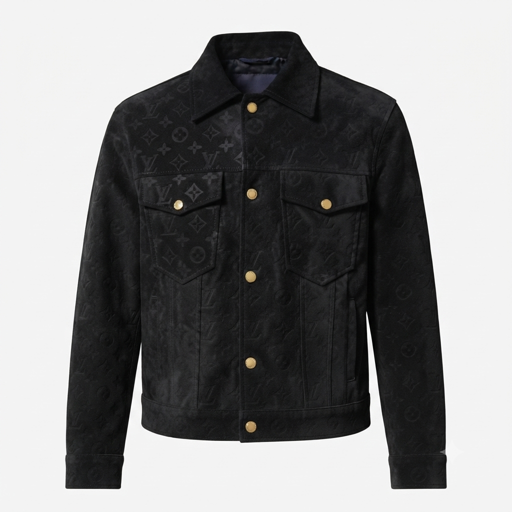 Chaqueta Trucker LV Premium Tipo Gamuza negra