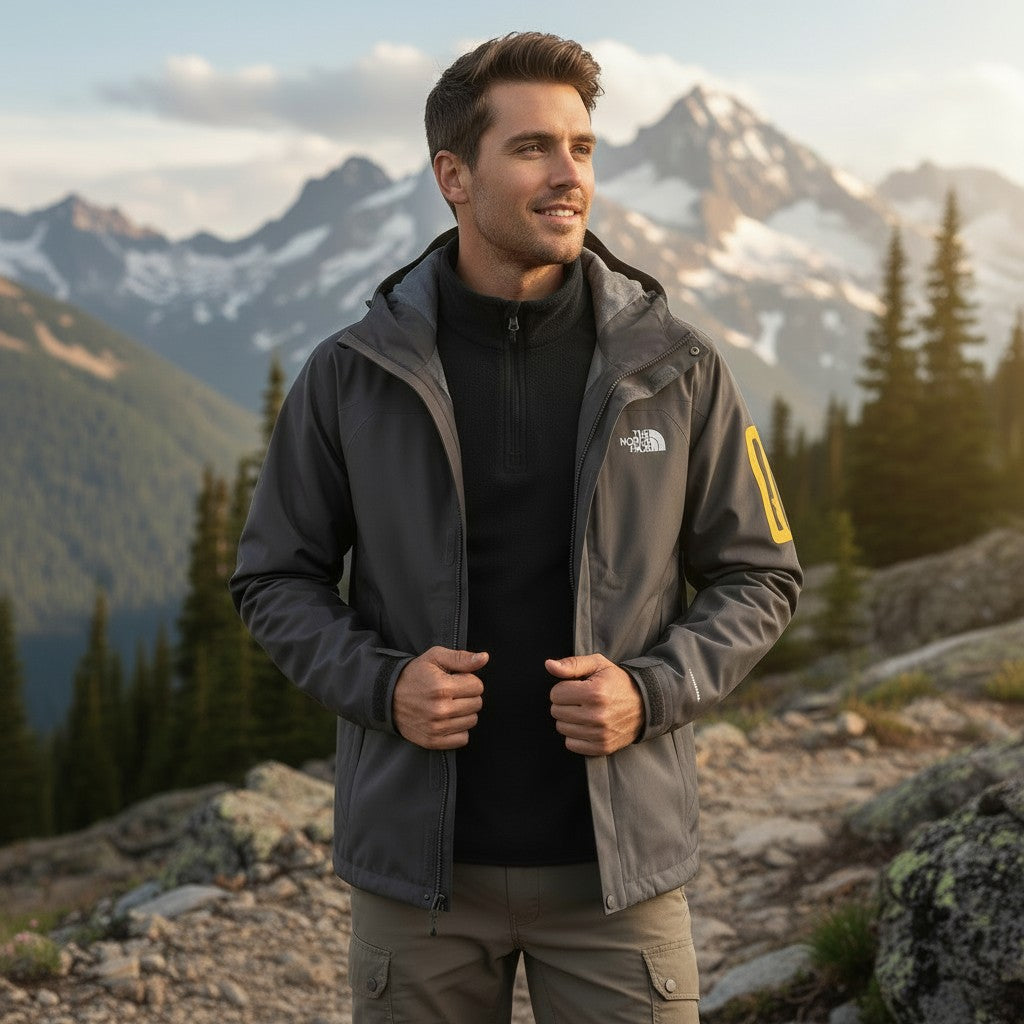 Chaqueta Doble Prenda Negra Cremallera amarilla