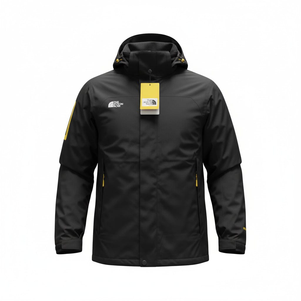 Chaqueta Doble Prenda Negra Cremallera amarilla